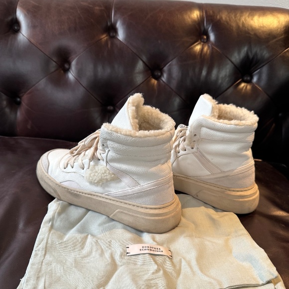 DOROTHEE SCHUMACHER GUC Sporty Movement High Top Sneaker In Pure White Size 38